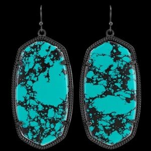 Kendra Scott Danielle Gunmetal Earrings in Variegated Teal Magnesite